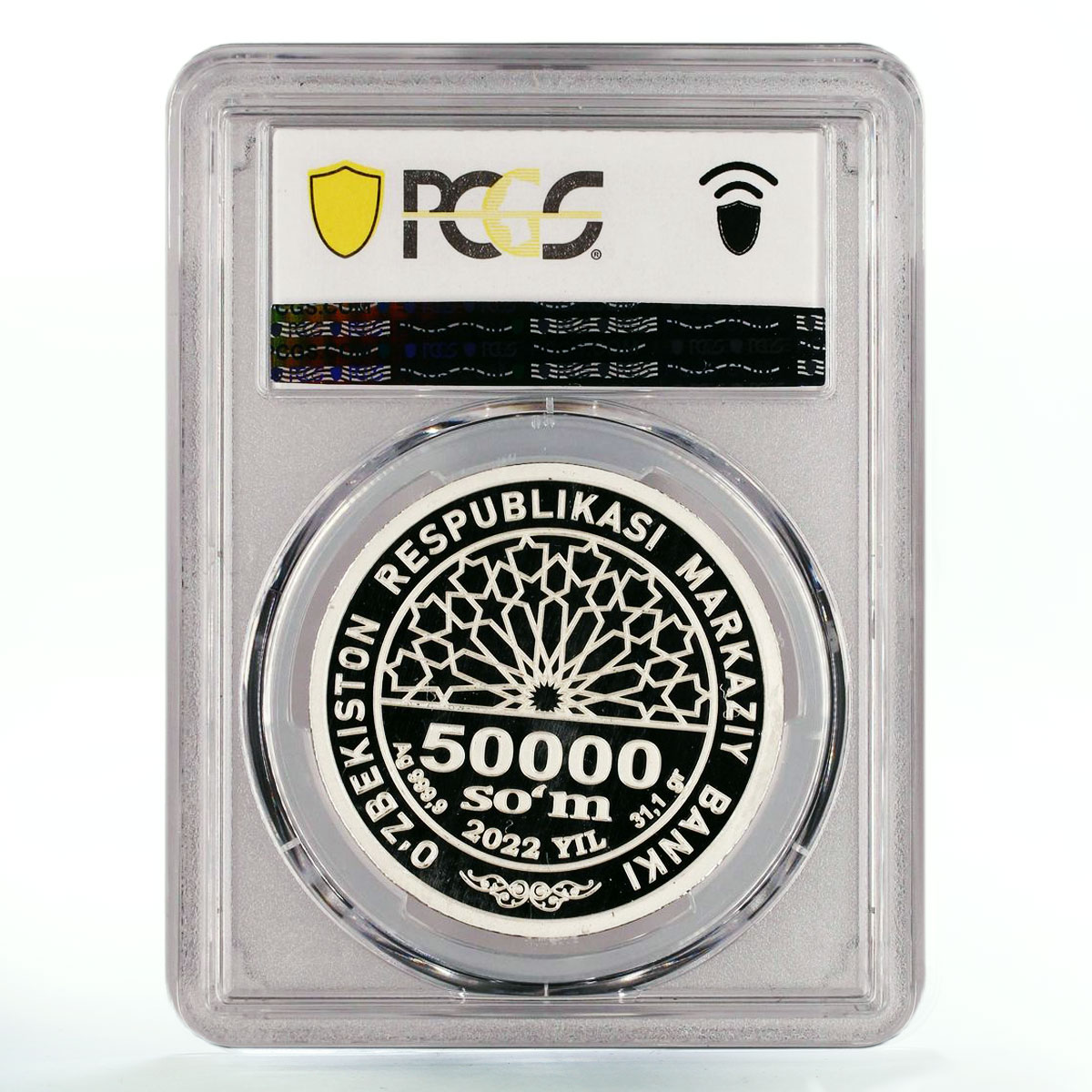 Uzbekistan 50000 som Traditional Navruz Holiday Flower PR69 PCGS Ag coin 2022