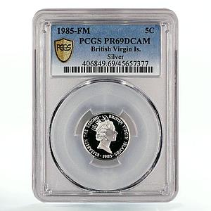 British Virgin Islands 5 cents Bonito Fish PR69 PCGS silver coin 1985