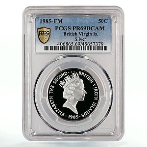 British Virgin Islands 50 cents Dolphin Fish PR69 PCGS silver coin 1985