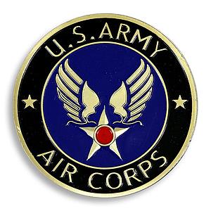 US Air Force Army Air Corps Retired Army Coloured Gold-Plated Medal Token Coin