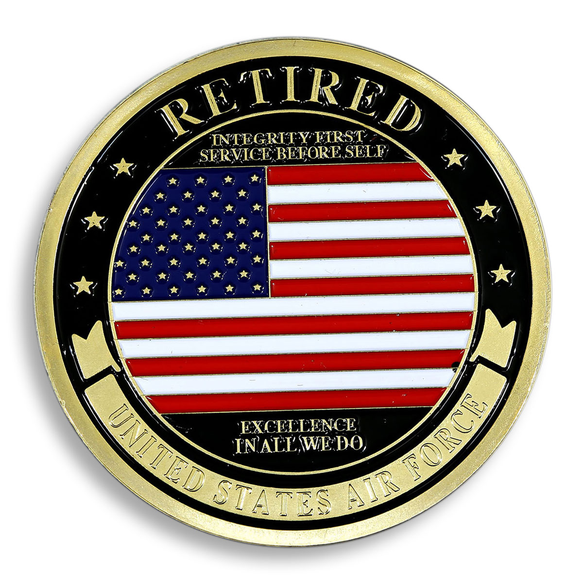 US Air Force Army Air Corps Retired Army Coloured Gold-Plated Medal Token Coin