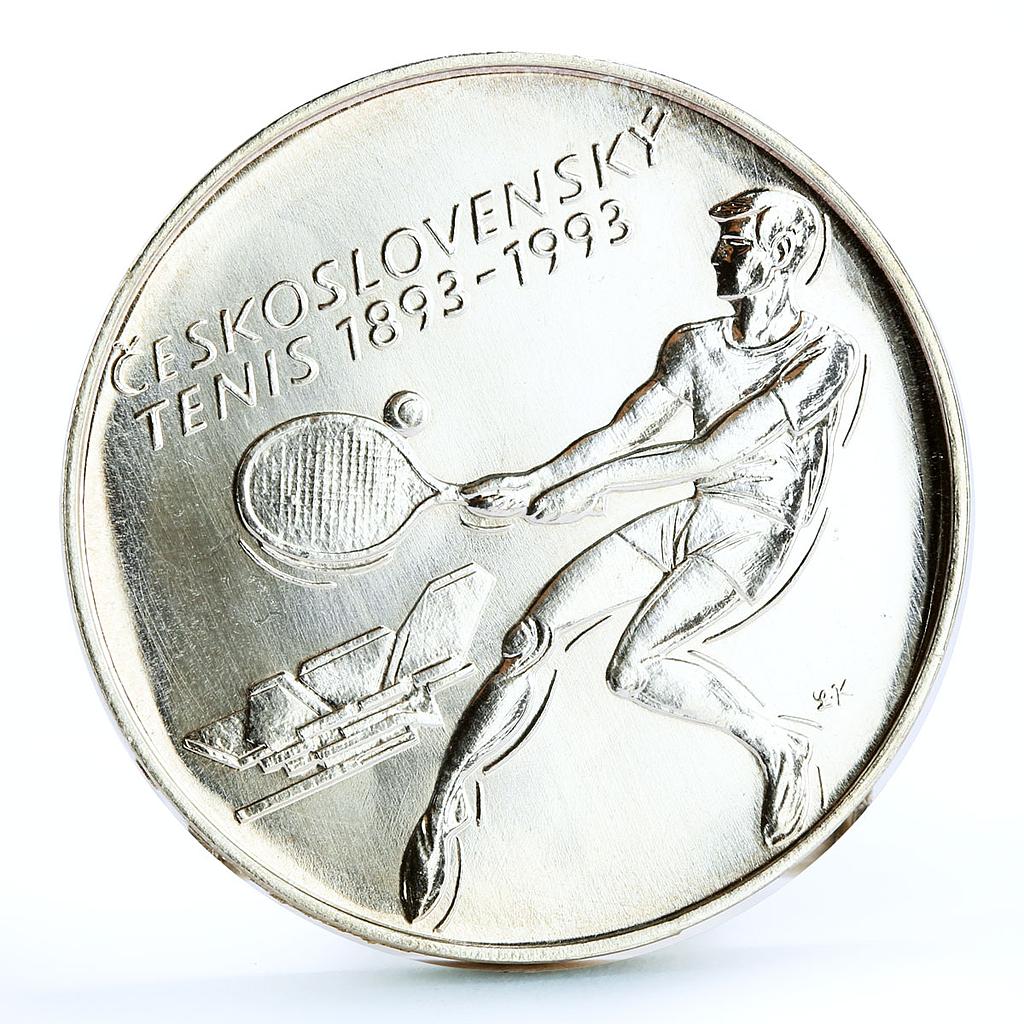 Czechoslovakia 500 korun Centennial of Czech Tennis Sports silver coin 1993