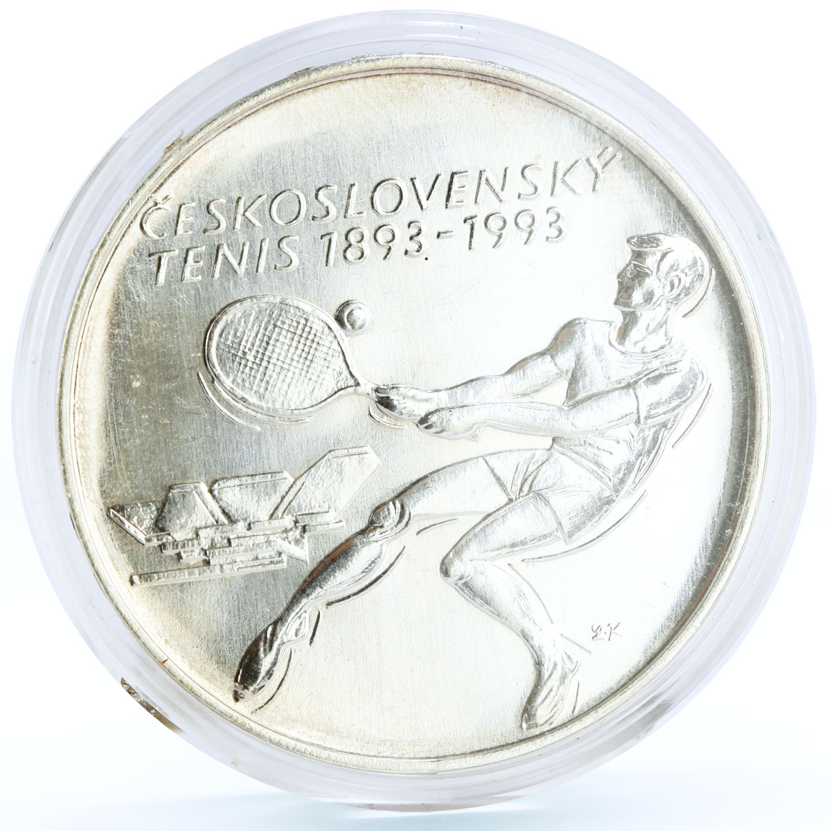 Czechoslovakia 500 korun Centennial of Czech Tennis Sports silver coin 1993