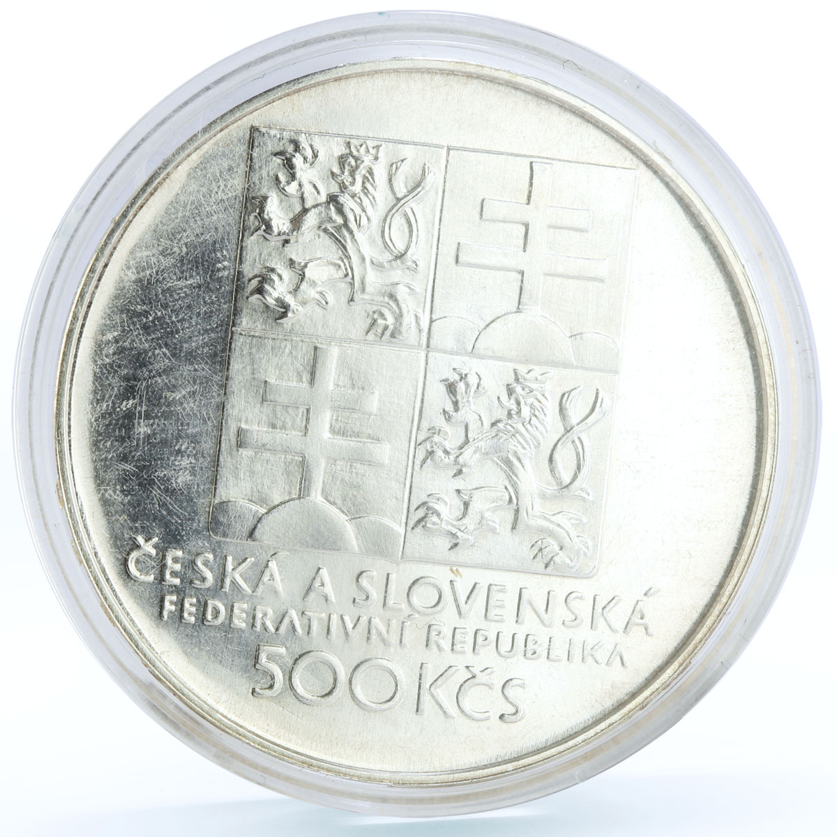 Czechoslovakia 500 korun Centennial of Czech Tennis Sports silver coin 1993