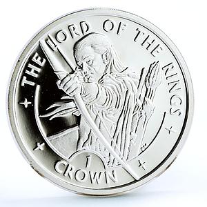 Isle of Man 1 crown Lord of the Rings Elf Archer Legolas proof silver coin 2003