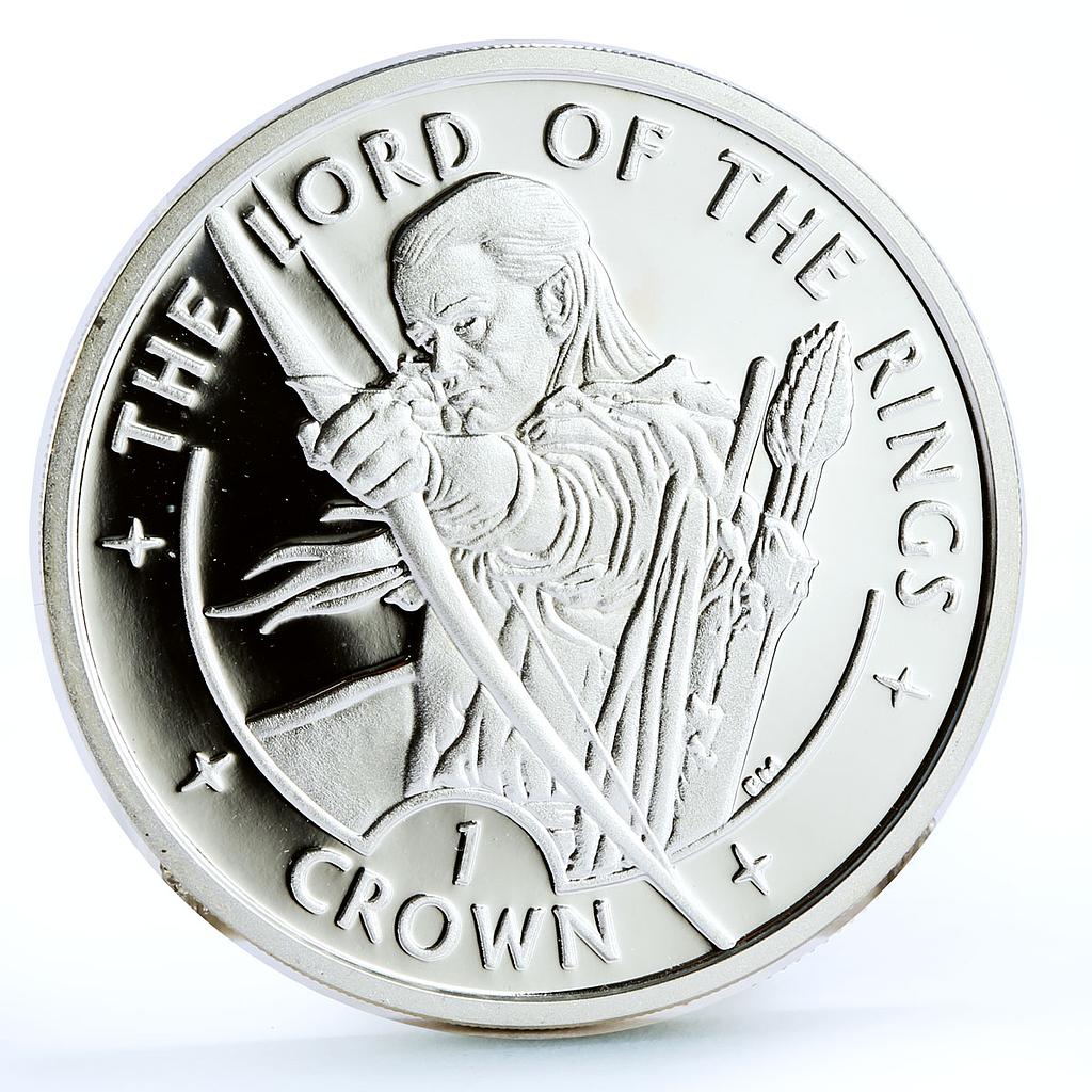 Isle of Man 1 crown Lord of the Rings Elf Archer Legolas proof silver coin 2003