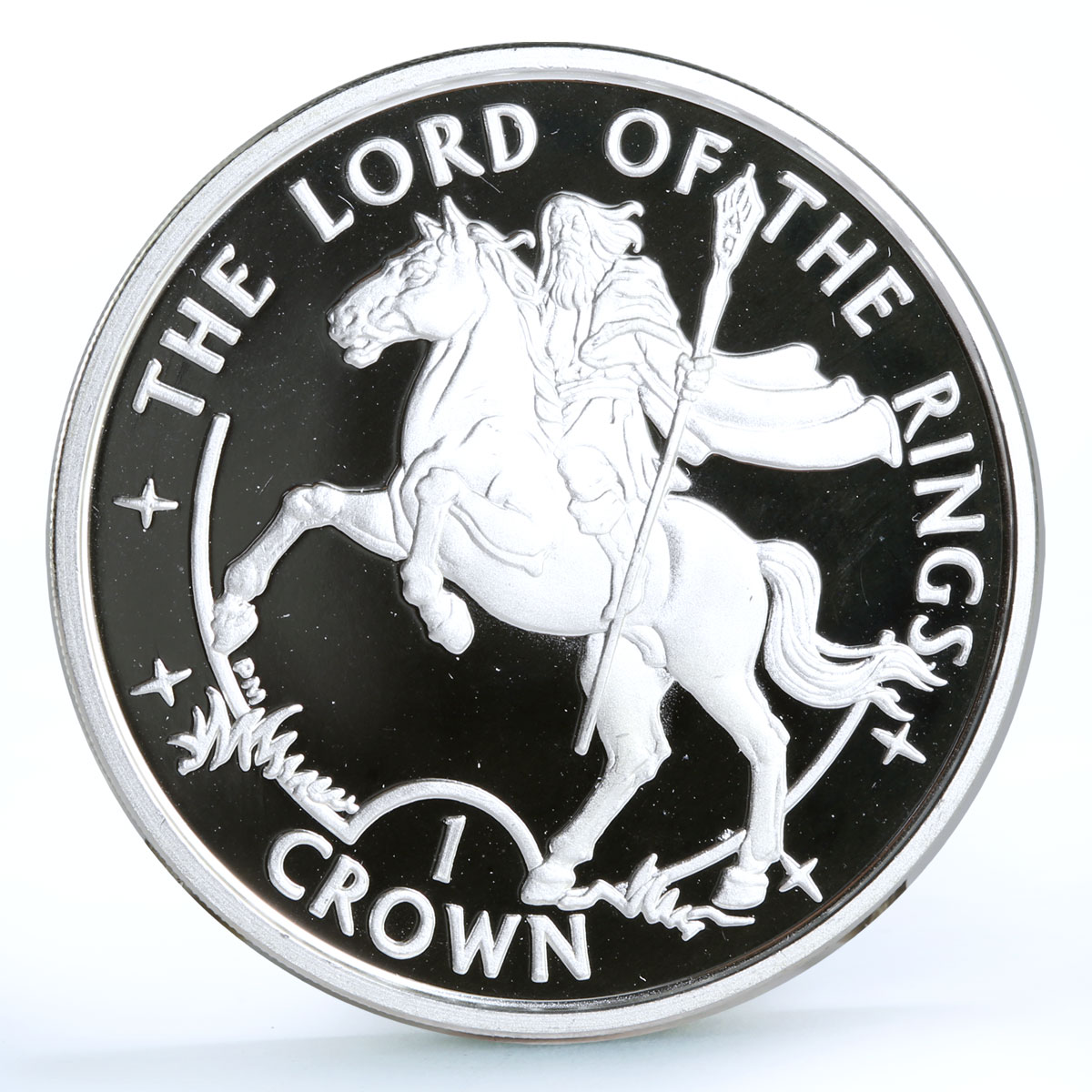 Isle of Man 1 crown Lord of the Rings Wizard Gandalf Horseman proof Ag coin 2003