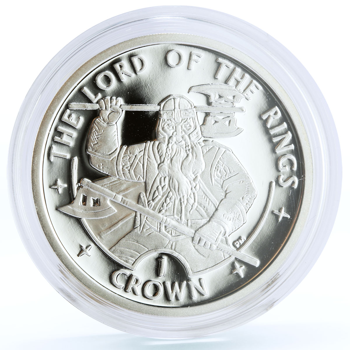 Isle of Man 1 crown Lord of the Rings Gnome Warrior Gimli proof silver coin 2003