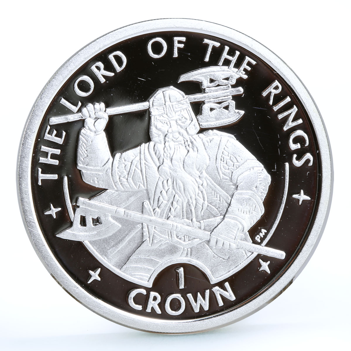 Isle of Man 1 crown Lord of the Rings Gnome Warrior Gimli proof silver coin 2003