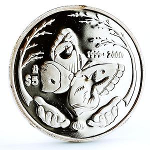 Mexico 5 pesos Millennium Butterfly Animals Fauna silver coin 1999