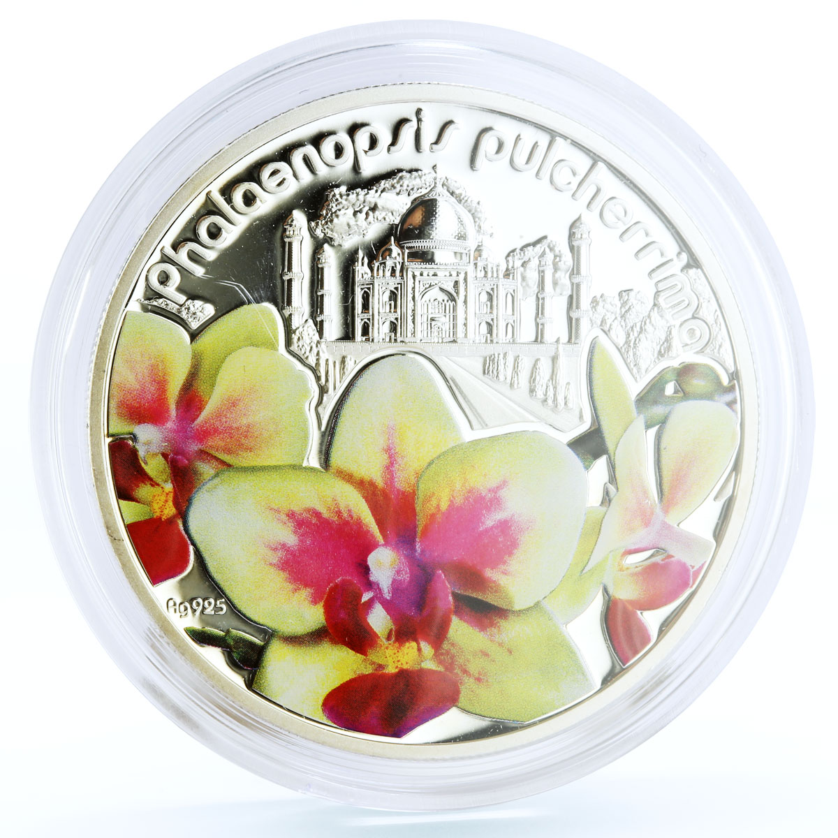 Niue 1 dollar Flowers Lillies Taj Mahal Palace Architecture silver coin 2013