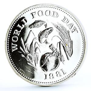 Philippines 25 piso World Food Day Fish Fruit Crops silver coin 1981