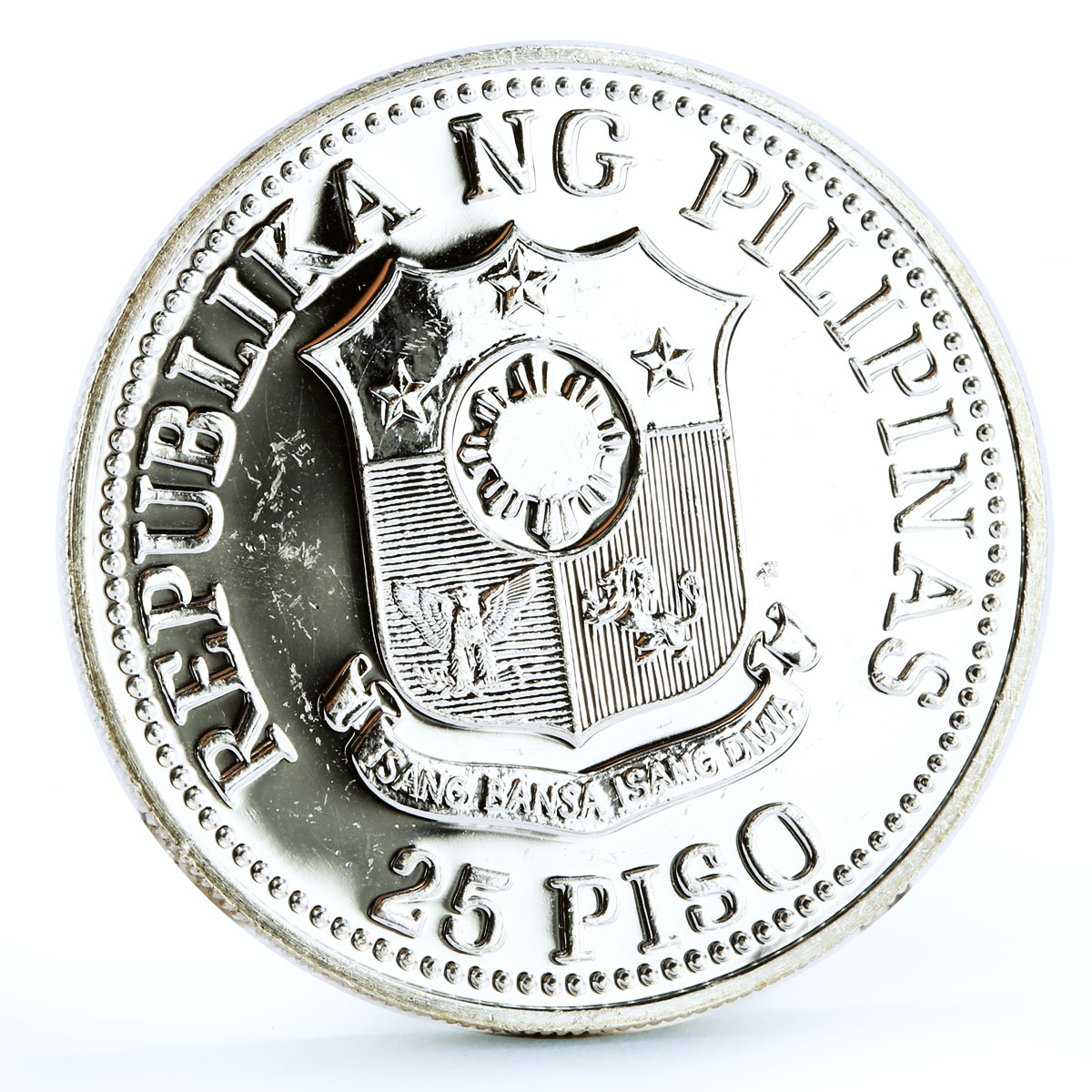 Philippines 25 piso World Food Day Fish Fruit Crops silver coin 1981