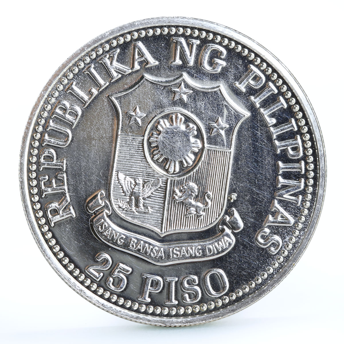 Philippines 25 piso World Food Day Fish Fruit Crops silver coin 1981