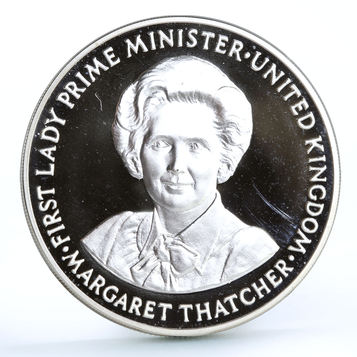 Britain 1st Lady Prime Minister Margaret Thatcher Woman Lion Ag medal coin 1979