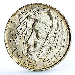 Czechoslovakia 50 korun St Agnes Religion Without Signature LK silver coin 1990