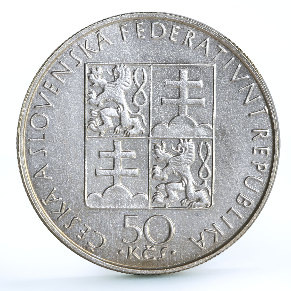 Czechoslovakia 50 korun St Agnes Religion Without Signature LK silver coin 1990