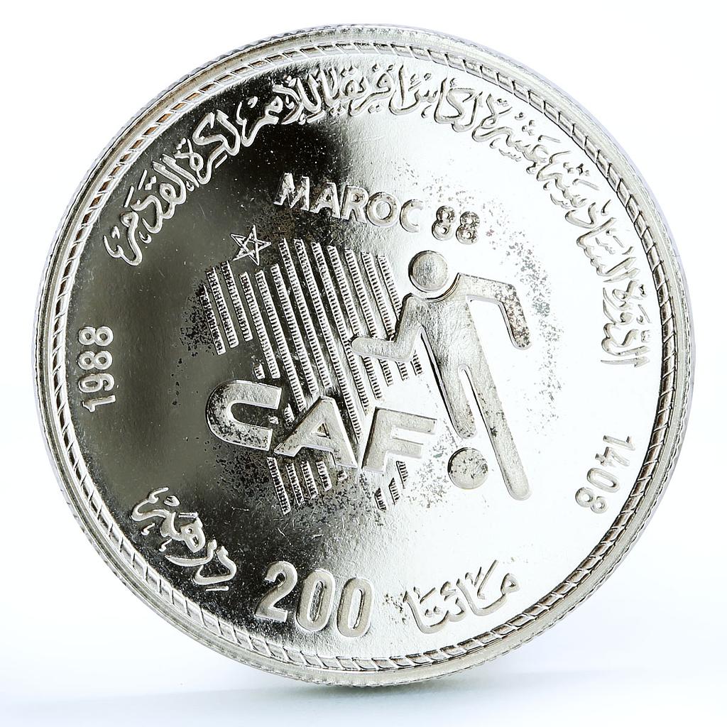 Morocco 200 dirhams African Cup of Nations Football Sports silver coin 1988