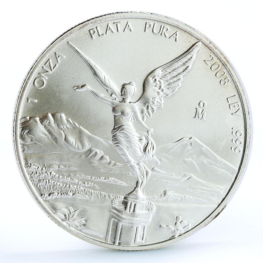 Mexico 1 onza Libertad Angel of Independence silver coin 2008