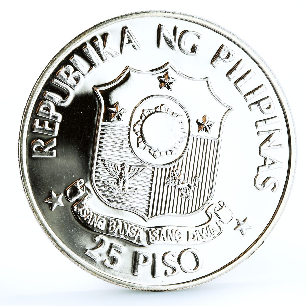 Philippines 25 piso Marcos and Reagan Meeting silver coin 1982
