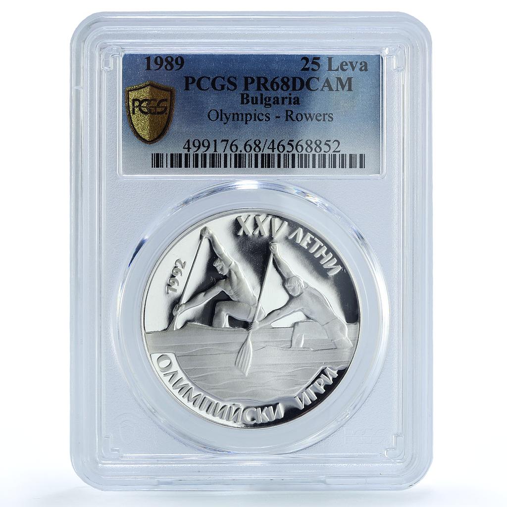 Bulgaria 25 leva Summer Olympic Games Rowers Boat PR68 PCGS silver coin 1989 Bulgaria 25 leva Summer Olympic Games Rowers Boat PR68 PCGS silver coin 1989