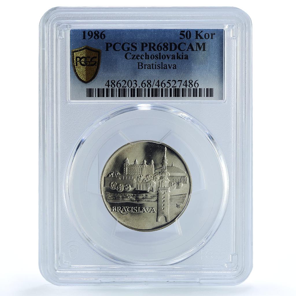 Czechoslovakia 50 korun Bratislava Landscapes PR68 PCGS silver coin 1986 Czechoslovakia 50 korun Bratislava Landscapes PR68 PCGS silver coin 1986