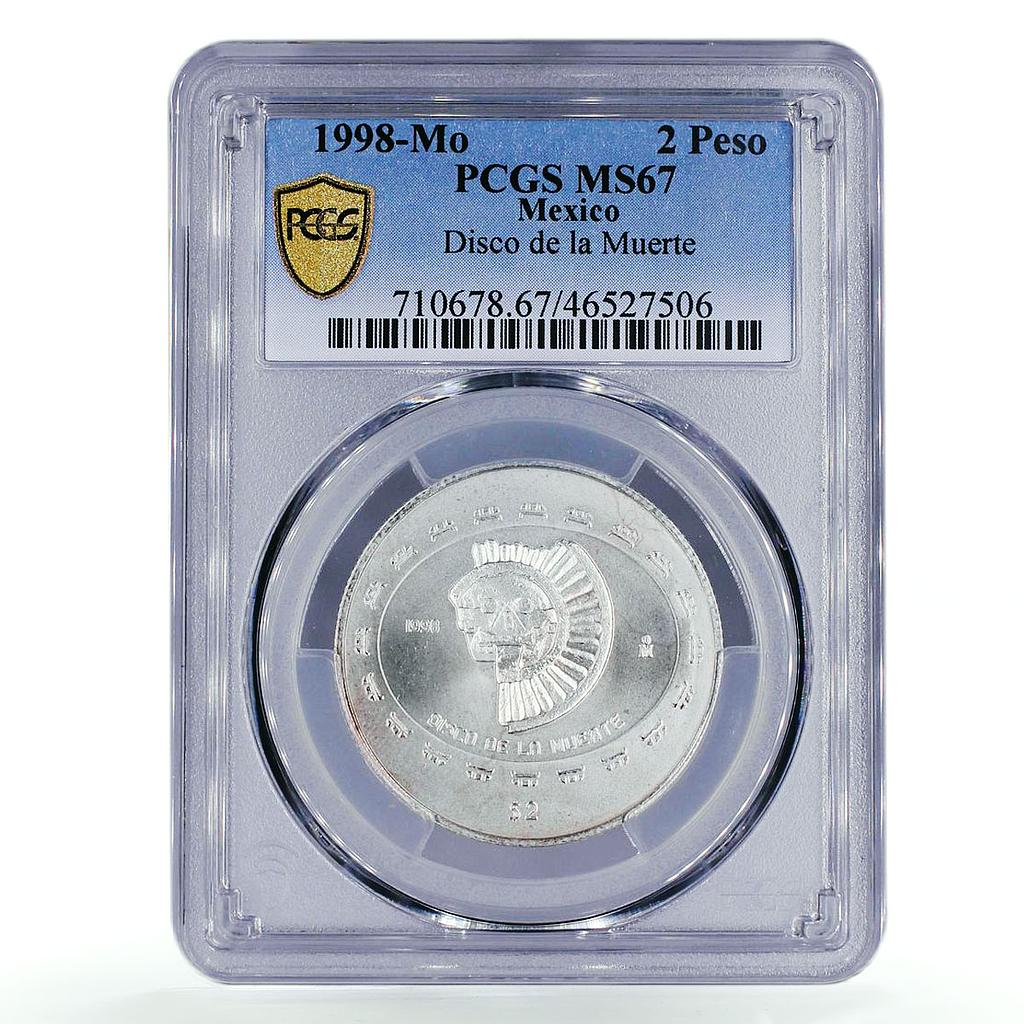 Mexico 2 pesos Disco de La Muerte Disc of Death MS67 PCGS silver coin 1998