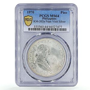 Philippines 1 piso Pope Paul VI Visit MS64 PCGS silver coin 1970