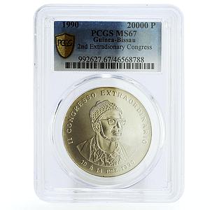 Guinea-Bissau 20000 pesos 2nd Extraordinary Congress MS67 PCGS silver coin 1990