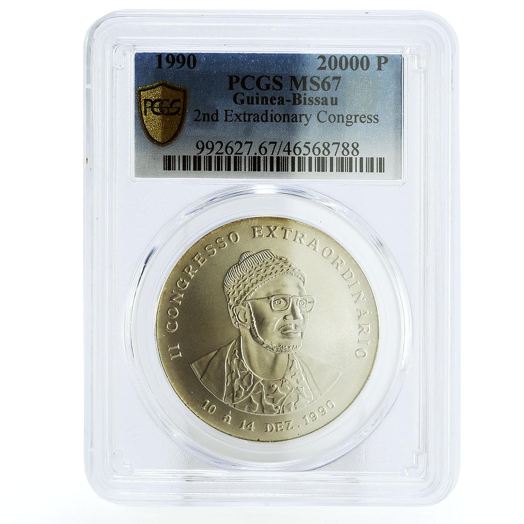 Guinea-Bissau 20000 pesos 2nd Extraordinary Congress MS67 PCGS silver coin 1990