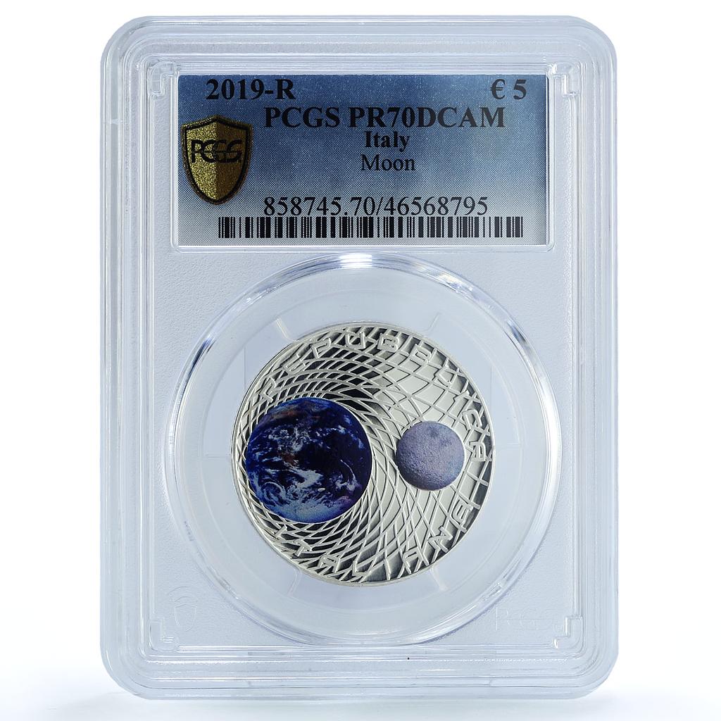 Italy 5 euro 50 Years Moon Landing Space Astronauts PR70 PCGS silver coin 2019 Italy 5 euro 50 Years Moon Landing Space Astronauts PR70 PCGS silver coin 2019