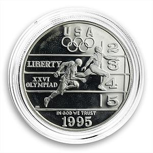 USA 1 dollar, Atlanta Centennial Olympic Games,Triumph Sprint, silver proof 1995