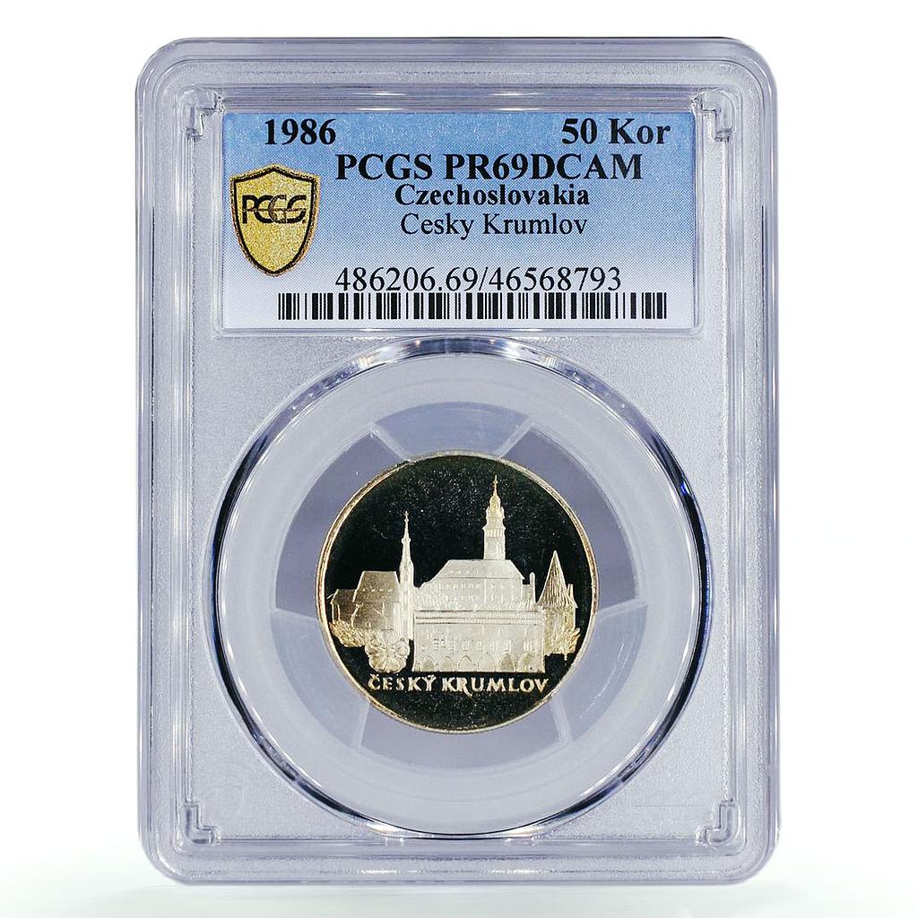 Czechoslovakia 50 korun Cesky Krumlov City Architecture PR69 PCGS Ag coin 1986