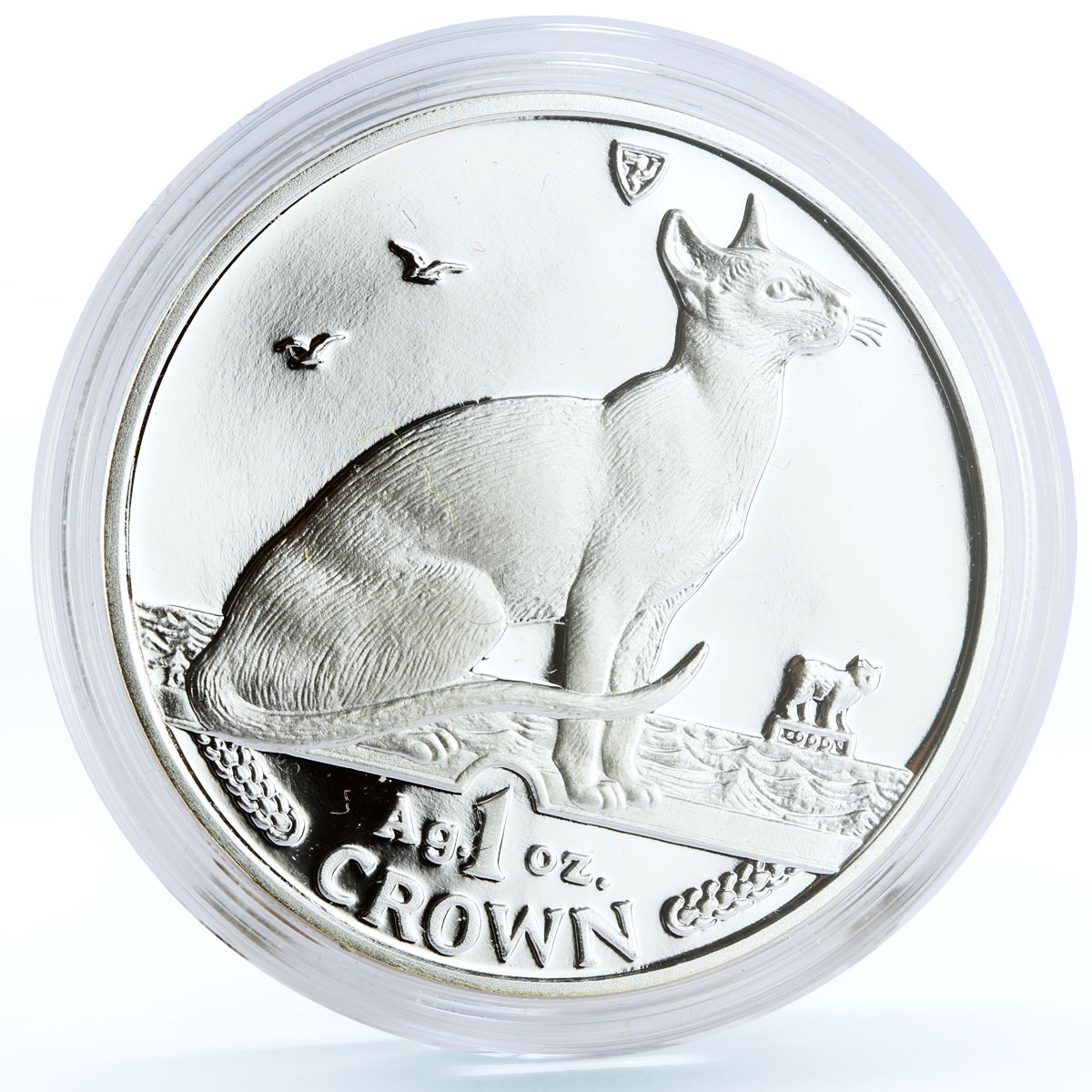 Isle of Man 1 crown Home Pets Siamese Cat Animals proof silver coin 1992