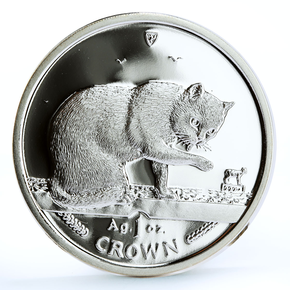 Isle of Man 1 crown Home Pets British Blue Cat Animals proof silver coin 1999