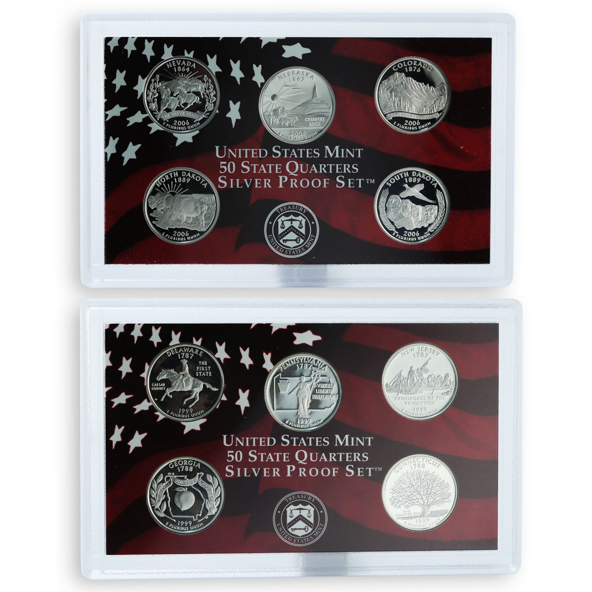 USA 25 cents a set of 56 coins States and Territories silver 1999 - 2009