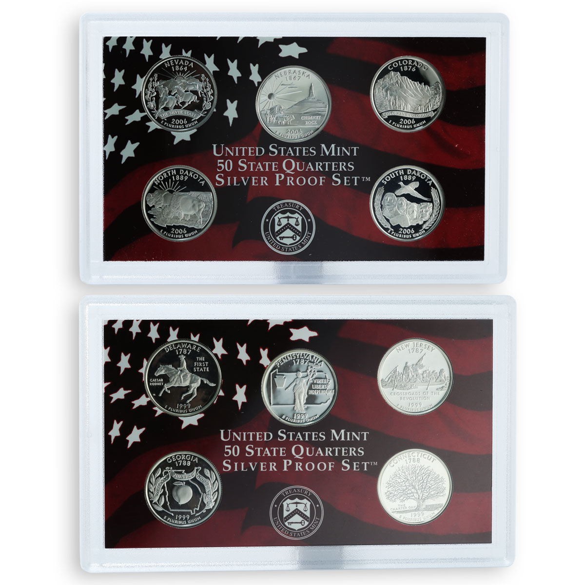 USA 25 cents a set of 56 coins States and Territories silver 1999 - 2009