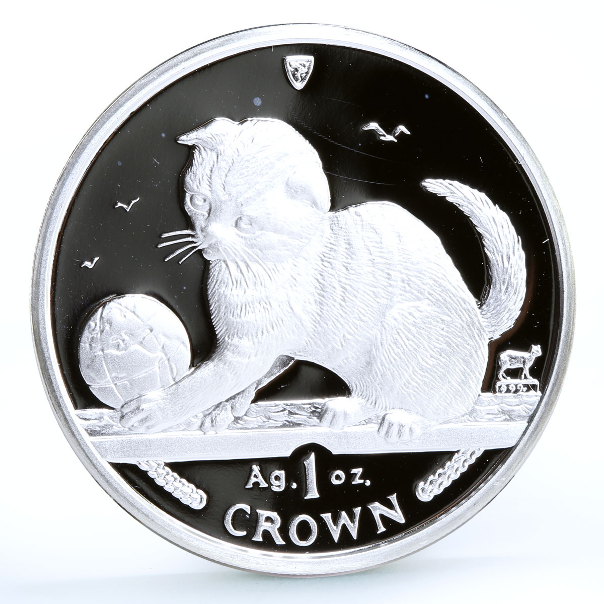 Isle of Man 1 crown Home Pets Scottish Fold Cat Animals proof silver coin 2000