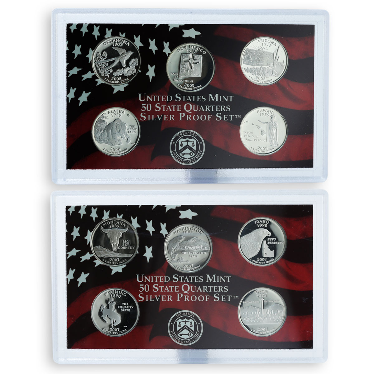 USA 25 cents a set of 56 coins States and Territories silver 1999 - 2009