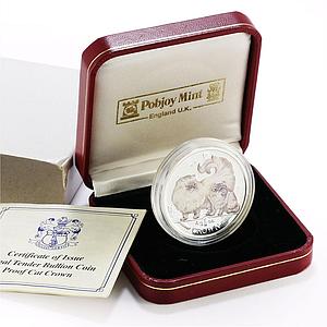 Isle of Man 1 crown Home Pets Two Chinchilla Cats Animals proof silver coin 2009