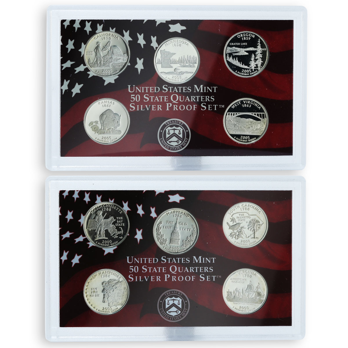 USA 25 cents a set of 56 coins States and Territories silver 1999 - 2009