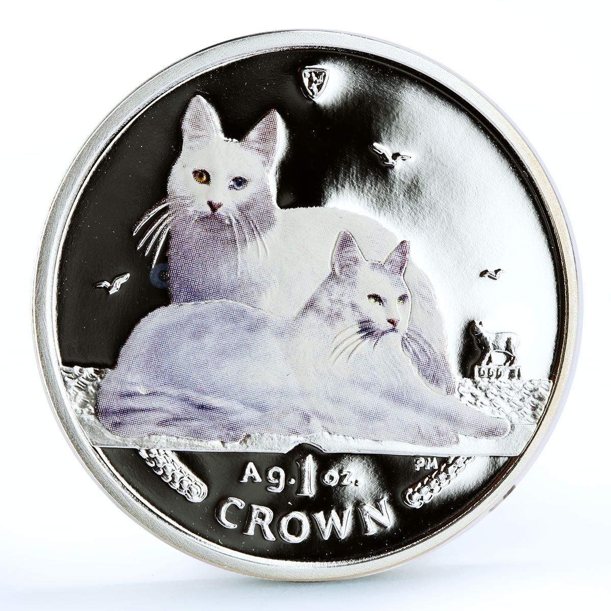 Isle of Man 1 crown Home Pets Turkish Cat Animals colored proof silver coin 2011