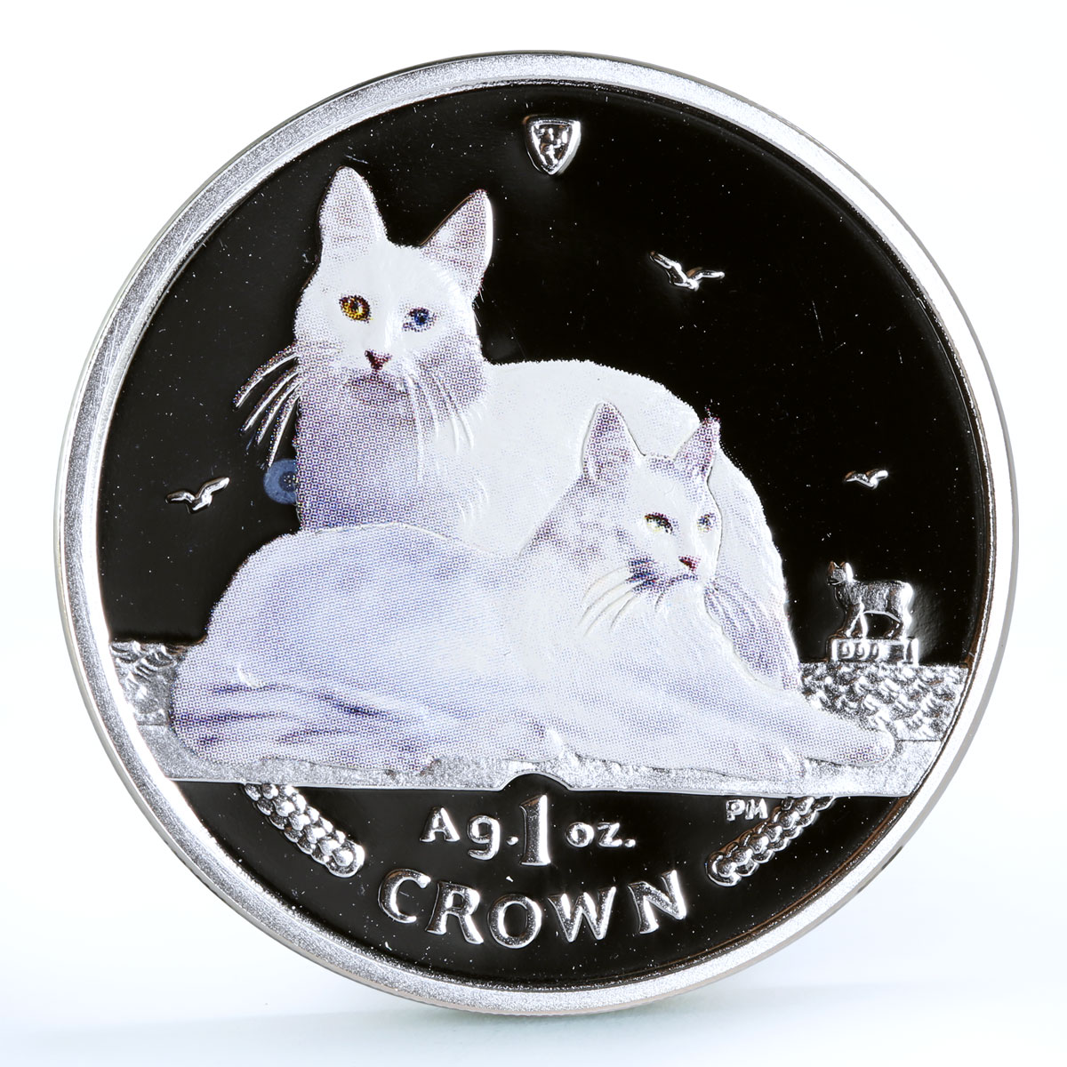 Isle of Man 1 crown Home Pets Turkish Cat Animals colored proof silver coin 2011