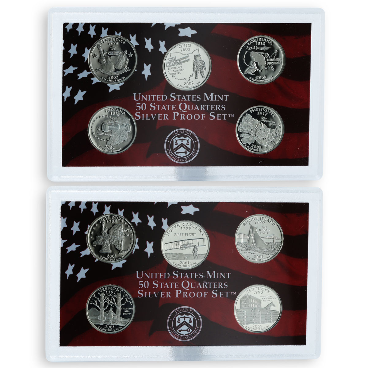 USA 25 cents a set of 56 coins States and Territories silver 1999 - 2009