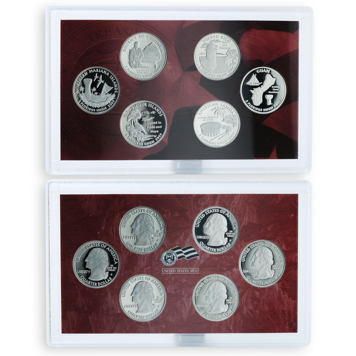 USA 25 cents a set of 56 coins States and Territories silver 1999 - 2009