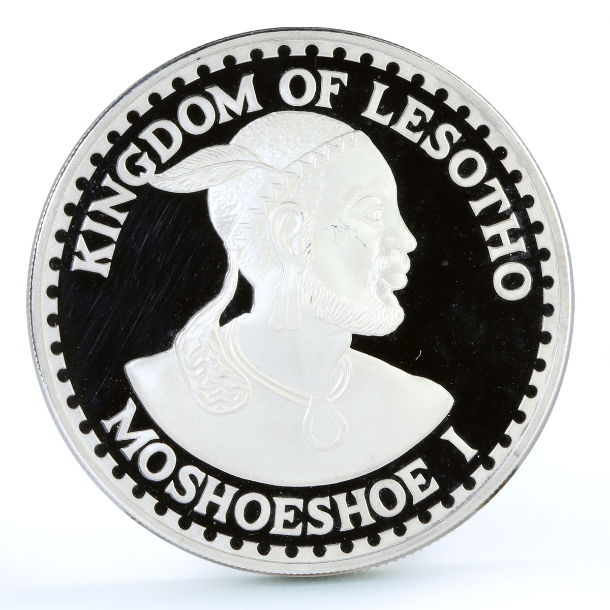 Lesotho 50 maloti 110 Years King Moshoeshoe Crocodiles Fauna silver coin 1980