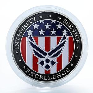 USA Air Force, Integrity, Service, Excellence, Flag, Oath, Military token