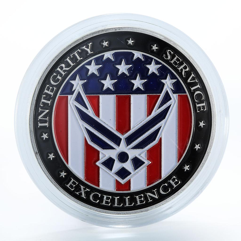 USA Air Force, Integrity, Service, Excellence, Flag, Oath, Military token