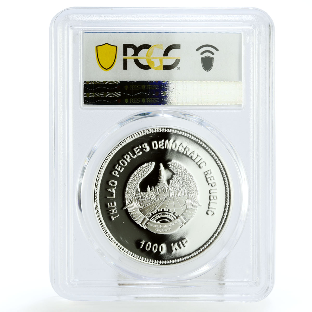 Laos 1000 kip Lunar Calendar Year of the Dragon PR69 PCGS colored Ag coin 2012