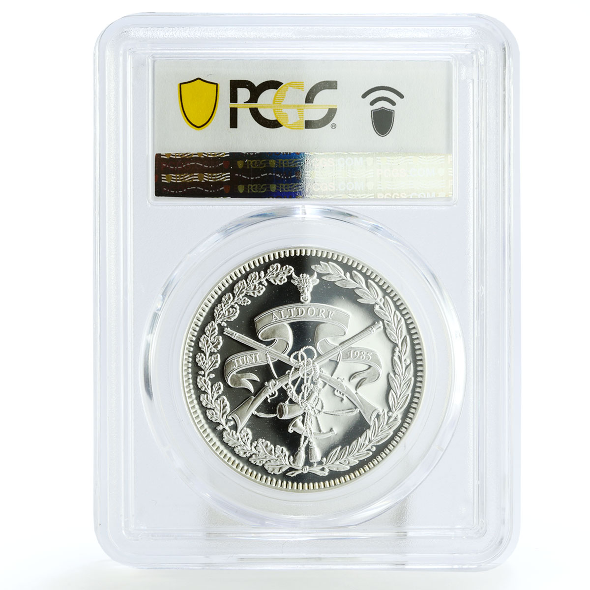 Switzerland 50 francs Altdorf Shooting Festival Soldier PR69 PCGS Ag coin 1985